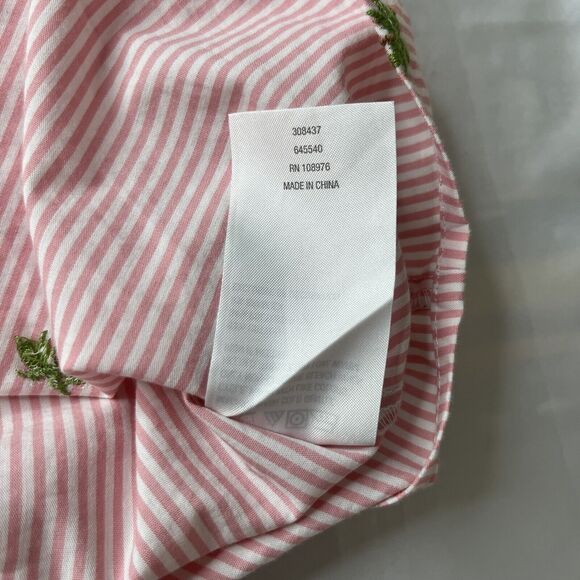 Lemon Way Shirt Womens Large Pink Striped Button Up Palm Trees Embroidery Preppy - Picture 10 of 11